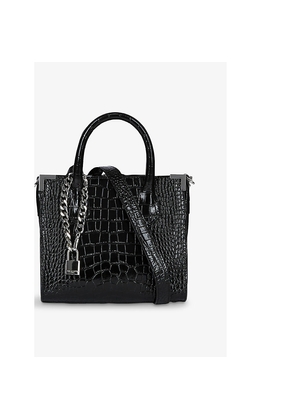 Womens The Kooples Ming Croc-Embossed Leather Tote Bag