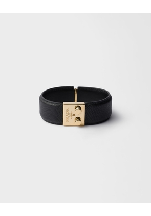 Metal and Saffiano leather bracelet