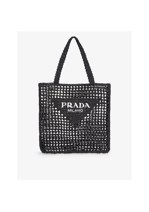Womens Prada Logo-Embellished Crochet Viscose Tote Bag