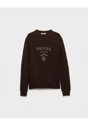Cashmere and wool Prada logo crew-neck sweater