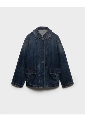 Washed denim blouson jacket