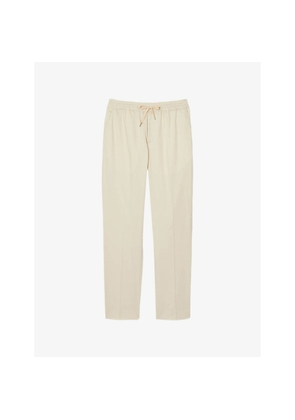 Mens Sandro Tapered Drawstring-Waist Stretch-Cotton Blend Trousers