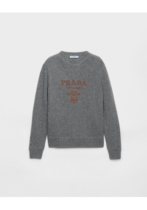 Cashmere and wool Prada logo crew-neck sweater