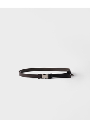 Leather and woven nylon tape belt