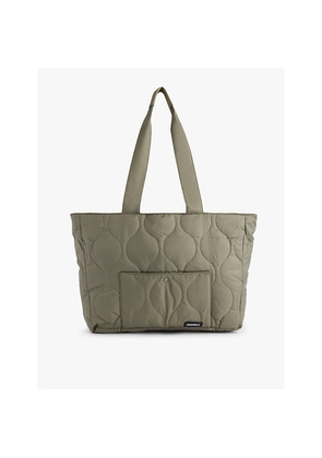 Womens Adanola Quilted Logo-Print Recycled-Nylon Tote Bag