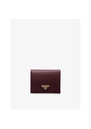 Womens Prada Logo-Plaque Small Saffiano Leather Wallet