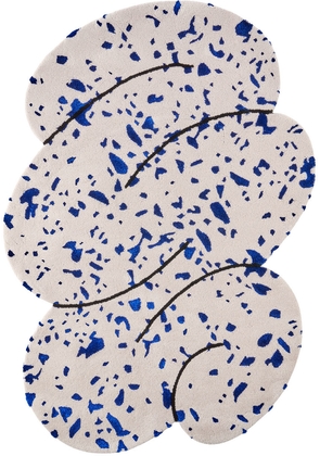 Okej White & Blue Small Speckled Squiggle Rug