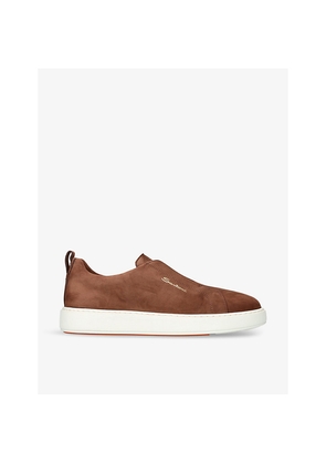 Mens Santoni Clean Icon Branded Suede Trainers