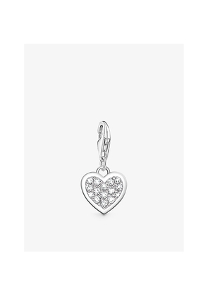 Womens Thomas Sabo Charm Club Glitter Heart Sterling-Silver and Zirconia Charm