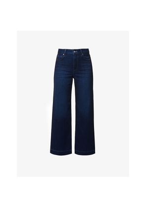 Womens Paige Anessa Distressed Mid-Rise Wide-Leg Cotton-Blend Jeans
