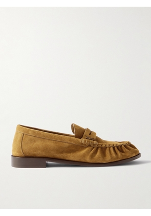 SAINT LAURENT - Le Loafer Monogram Logo-Appliquéd Suede Penny Loafers - Men - Brown - EU 40