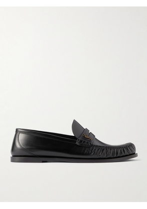 SAINT LAURENT - Laurent Logo-Embellished Leather Penny Loafers - Men - Black - EU 40