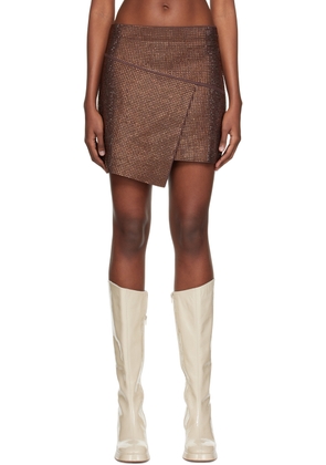 ANDREĀDAMO Brown Crystal-Cut Miniskirt