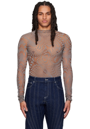 Mugler Tan & Gray Star Turtleneck
