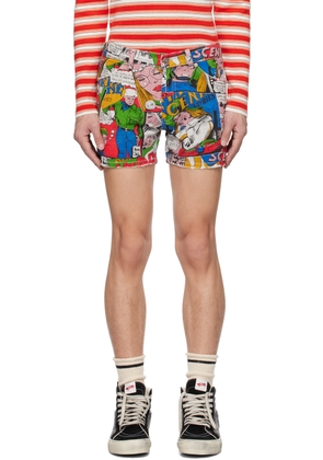 ERL Multicolor Printed Denim Shorts