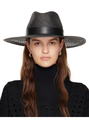 Max Mara Black Paper Yarn Panama Hat