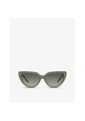 Womens Tiffany & Co Tf4195 Cat-Eye Brand-Embellished Acetate and Metal Sunglasses