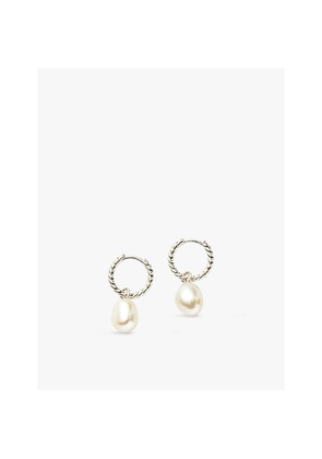 Womens Missoma Pearl Twisted Rhodium-Plated Sterling-Silver Small Hoop Earrings