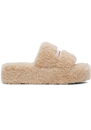 Balenciaga Beige Furry Platform Slides