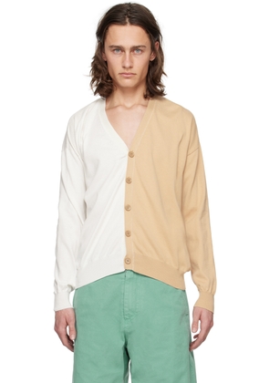 MM6 Maison Margiela Beige & Off-White Paneled Cardigan