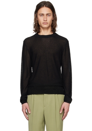 AMI Paris Black Semi-Sheer Sweater
