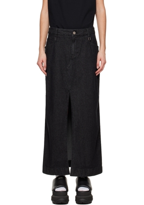 WOOYOUNGMI Black Vented Denim Maxi Skirt