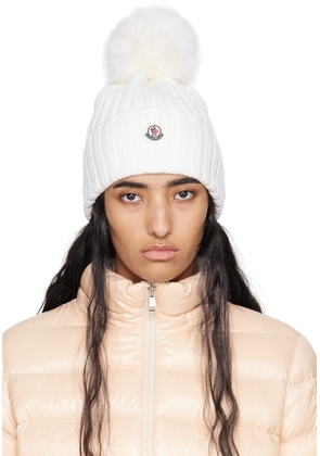 Moncler White Pom Pom Beanie