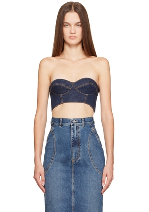 ALAÏA Blue Bustier Denim Top