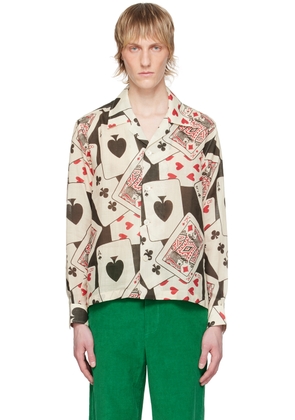 Bode Black & Beige Ace Of Spades Shirt