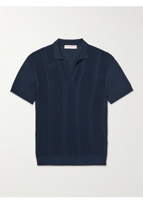 Orlebar Brown - Horton Slim-Fit Ribbed Mulberry Silk and Organic Cotton-Blend Polo Shirt - Men - Blue - S