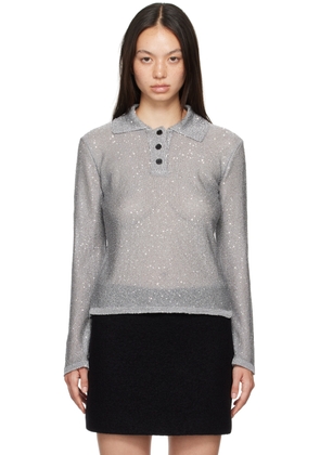 MSGM Gray Glitter Polo