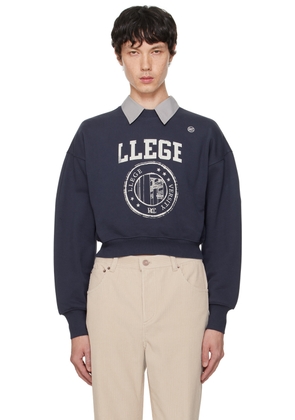 RECTO Navy 'LLEGE' Logo Hoodie