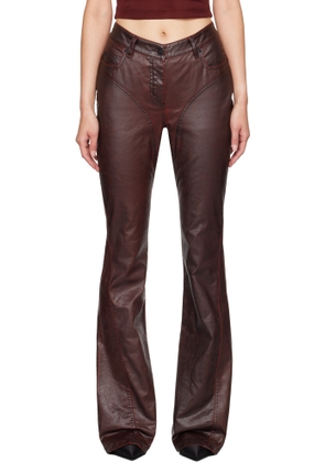 Mugler Burgundy Waxed Denim Jeans