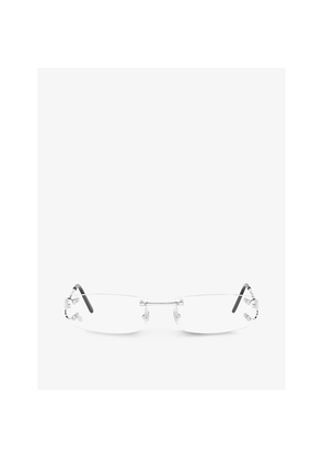 Womens Cartier ct0092O Rectangular-Frame Rimless Metal Optical Glasses