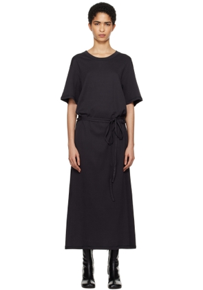 LEMAIRE Navy Belted Rib T-shirt Midi Dress