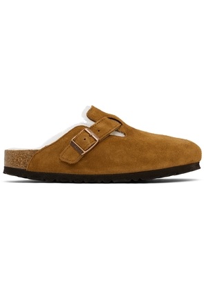 Birkenstock Tan Narrow Boston Shearling Slip-on Loafers