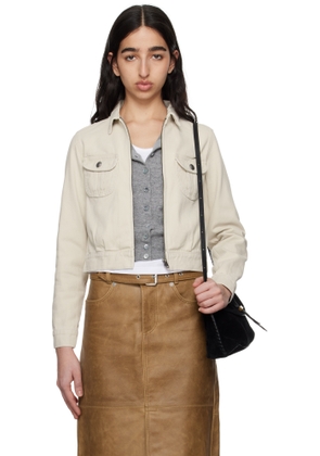 R13 Off-White Cropped Rider Denim Jacket