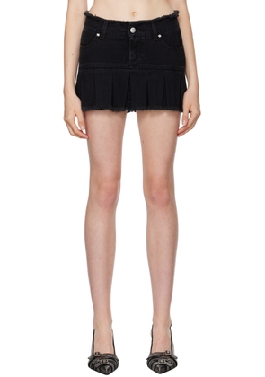 MISBHV Black Pleated Denim Miniskirt