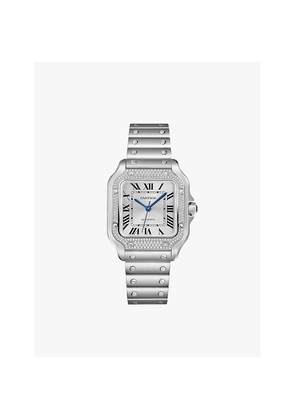 Crw4Sa0005 Santos De Cartier Large Model Stainless-Steel, 0.64ct Diamond and Interchangeable Leather Strap Automatic Watch