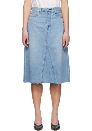 Levi's Blue High Rise A-Line Denim Midi Skirt