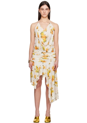 Acne Studios White & Orange Strap Midi Dress