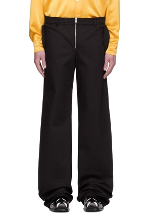 ANDREJ GRONAU Black Front Zip Flap Pocket Denim Trousers