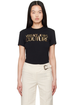 Versace Jeans Couture Black Crystal Institutional Logo T-Shirt