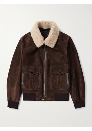 TOM FORD - Shearling-Trimmed Suede Jacket - Men - Brown - IT 46