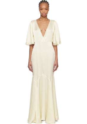 Bode Off-White Satin Claret Maxi Dress