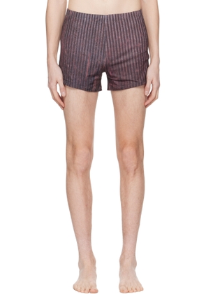 Serapis Burgundy Aub Stripes Swim Shorts