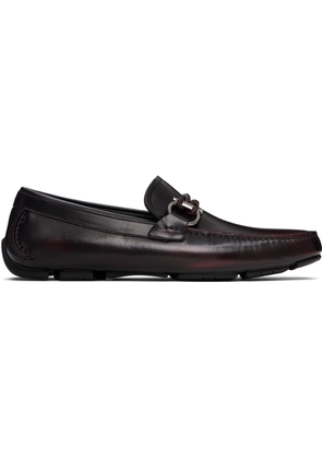 Ferragamo Burgundy Gancini Ornament Driver Loafers