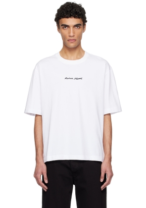 Maison Kitsuné White 'Maison Kitsuné' Line Handwriting Oversize T-shirt