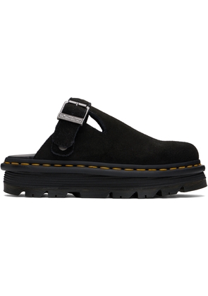 Dr. Martens Black Zebzag Suede Slingback Platform Mules