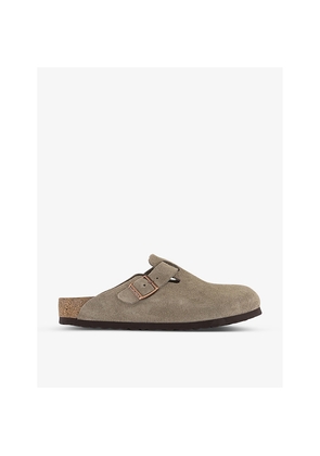 Mens Birkenstock Boston Logo-Embossed Suede-Leather Clogs